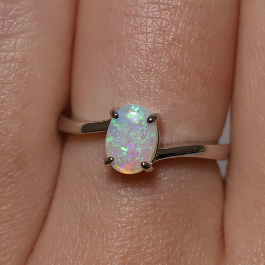 Crystal Opal Ring - Sterling Silver
