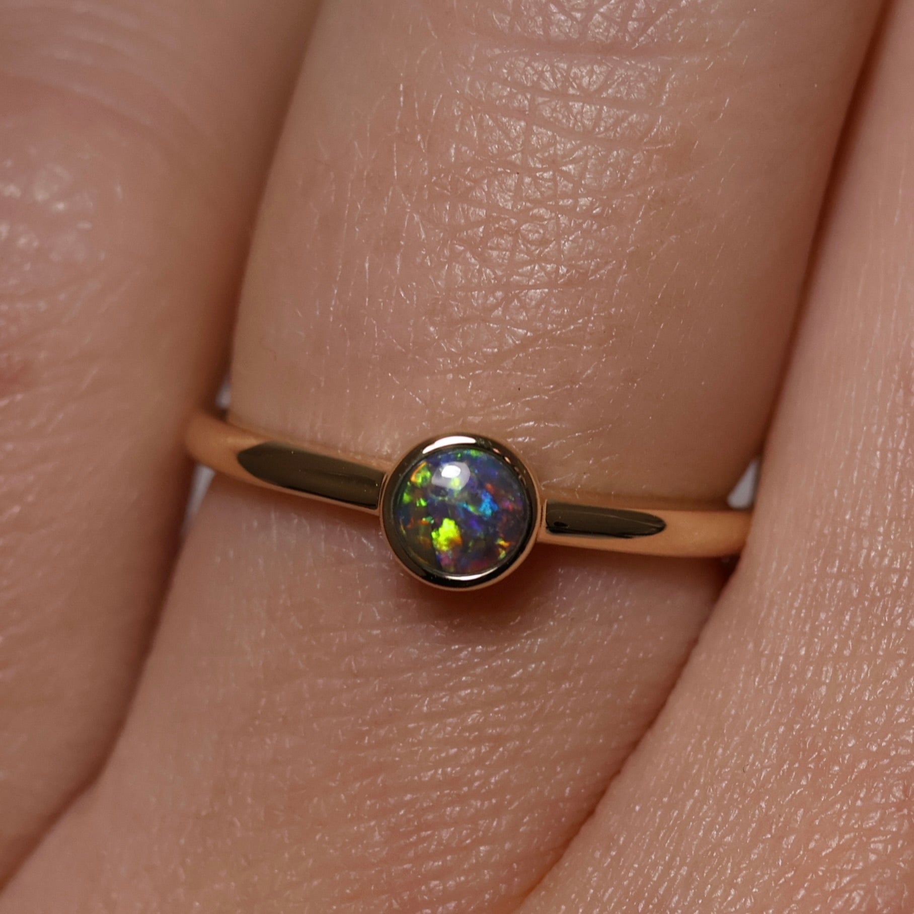 Black Opal Ring - 14K Yellow Gold