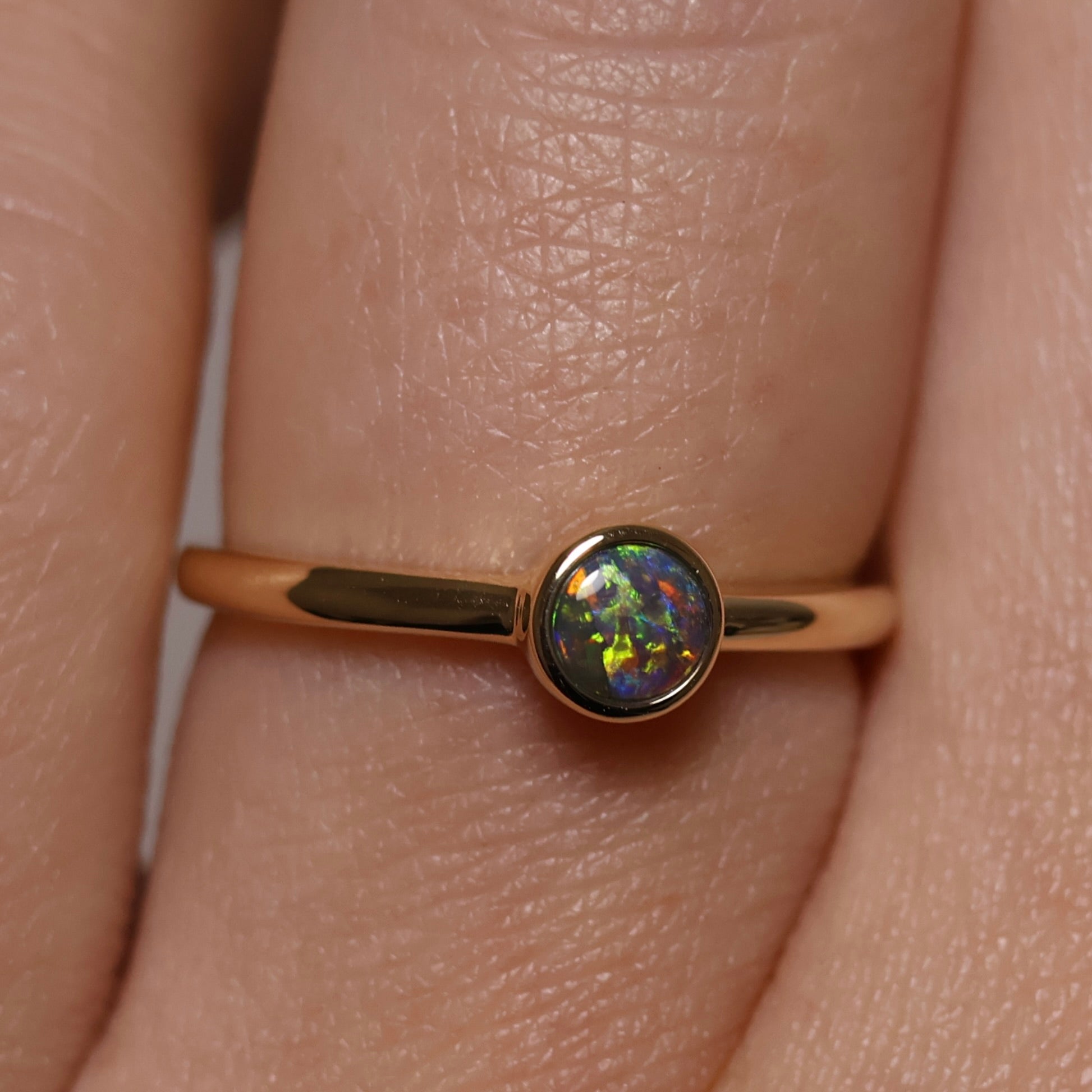 Black Opal Ring - 14K Yellow Gold