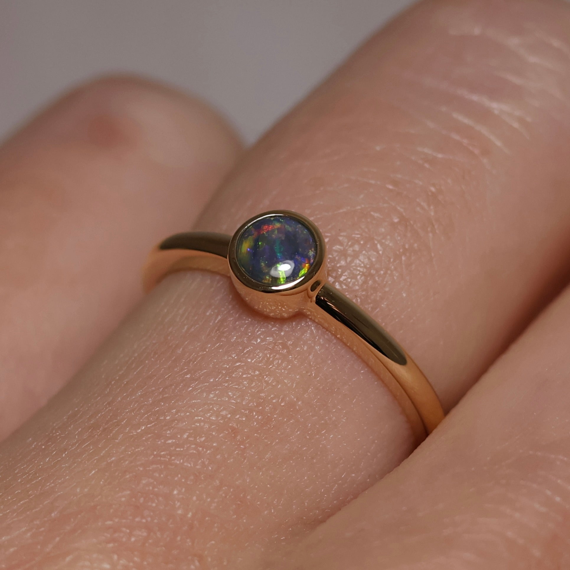 Black Opal Ring - 14K Yellow Gold