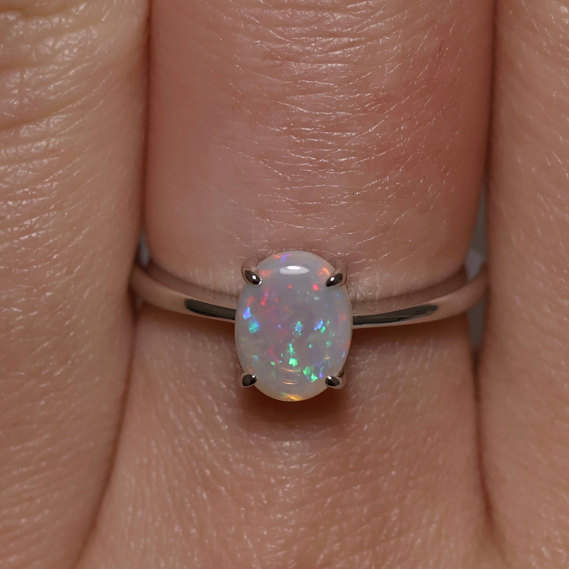 Crystal Opal Ring - Sterling Silver