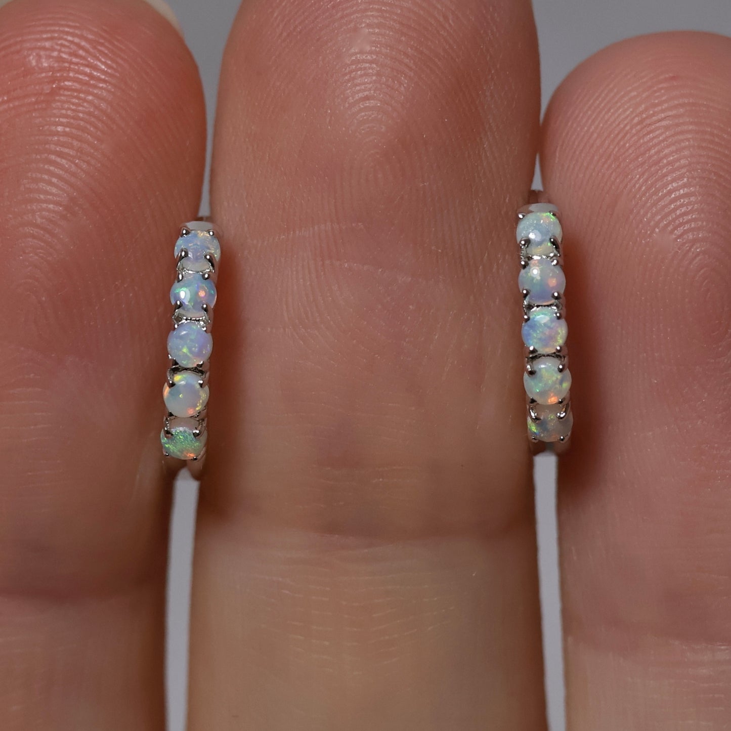 Multi Stone Huggie Earrings - Sterling Silver