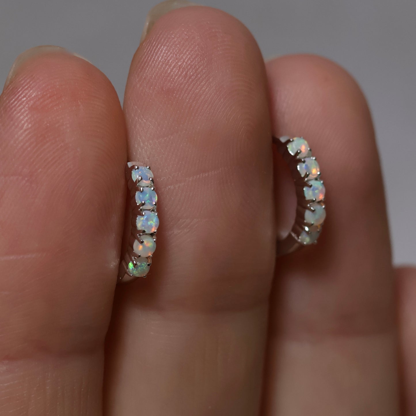 Multi Stone Huggie Earrings - Sterling Silver