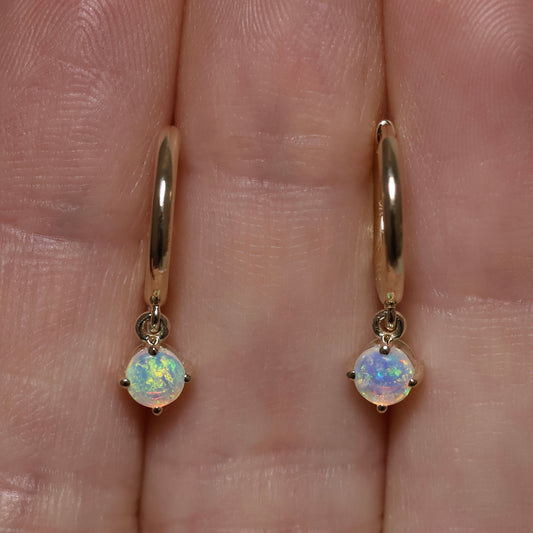 Opal Huggie Earrings - 9K Yellow Gold
