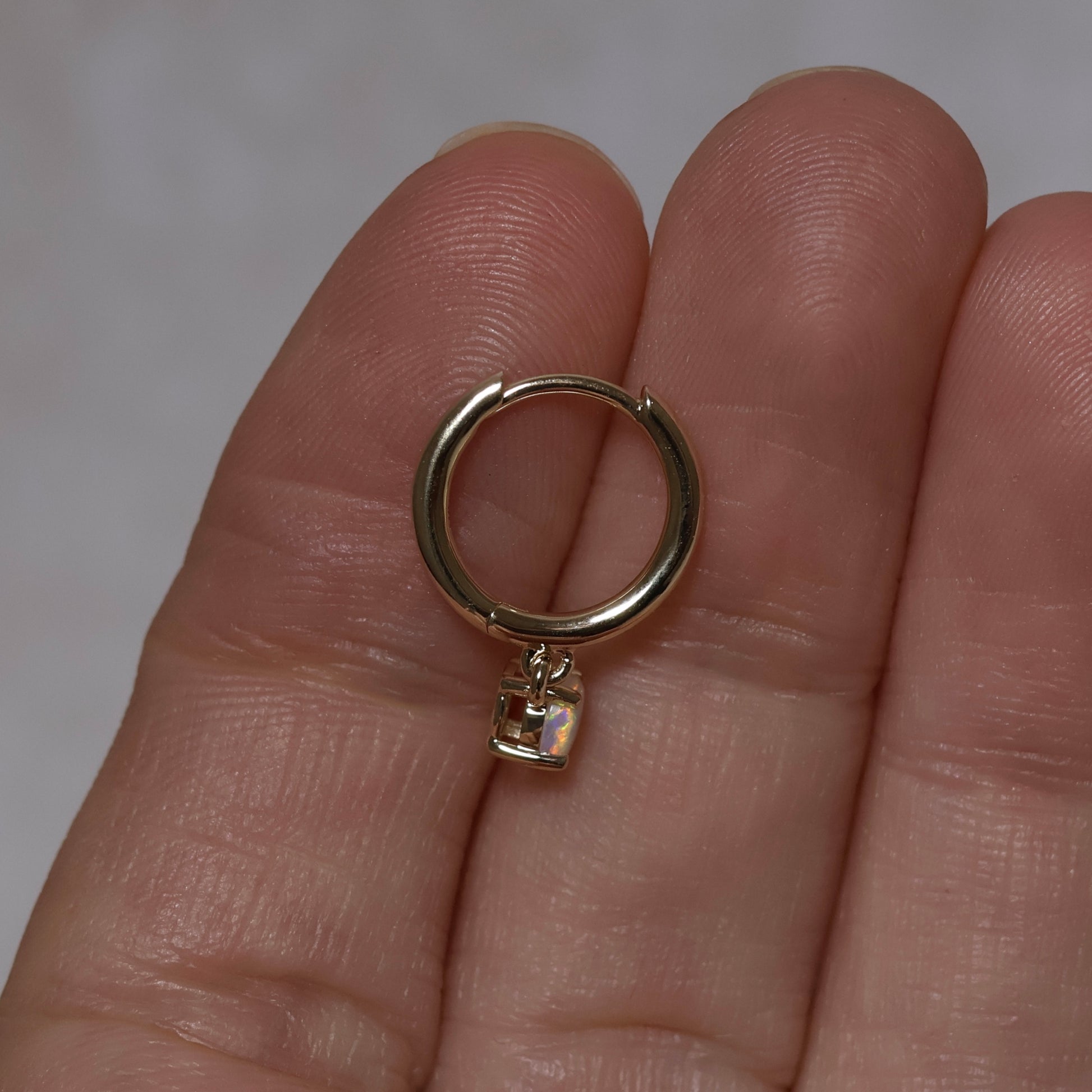 Opal Huggie Earrings - 9K Yellow Gold