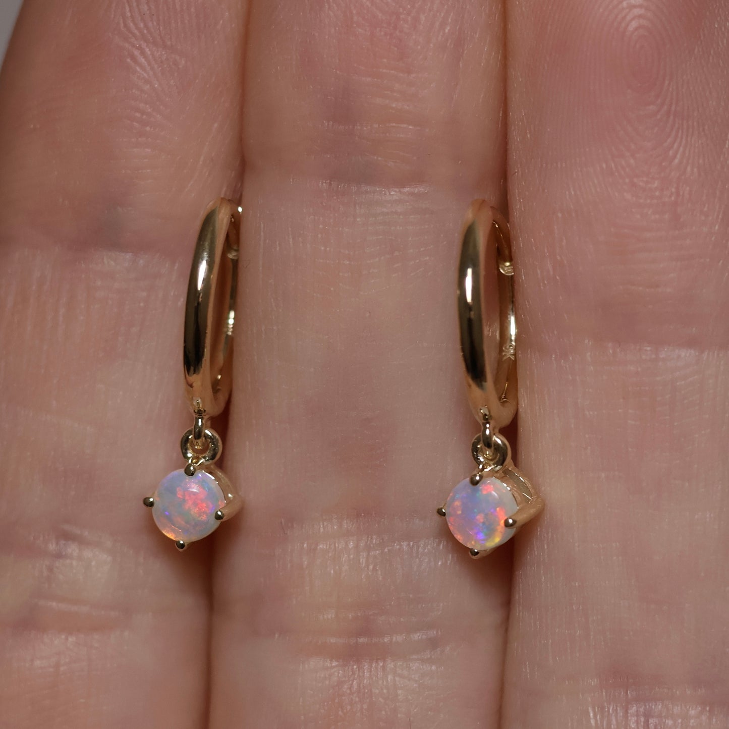 Opal Huggie Earrings - 9K Yellow Gold