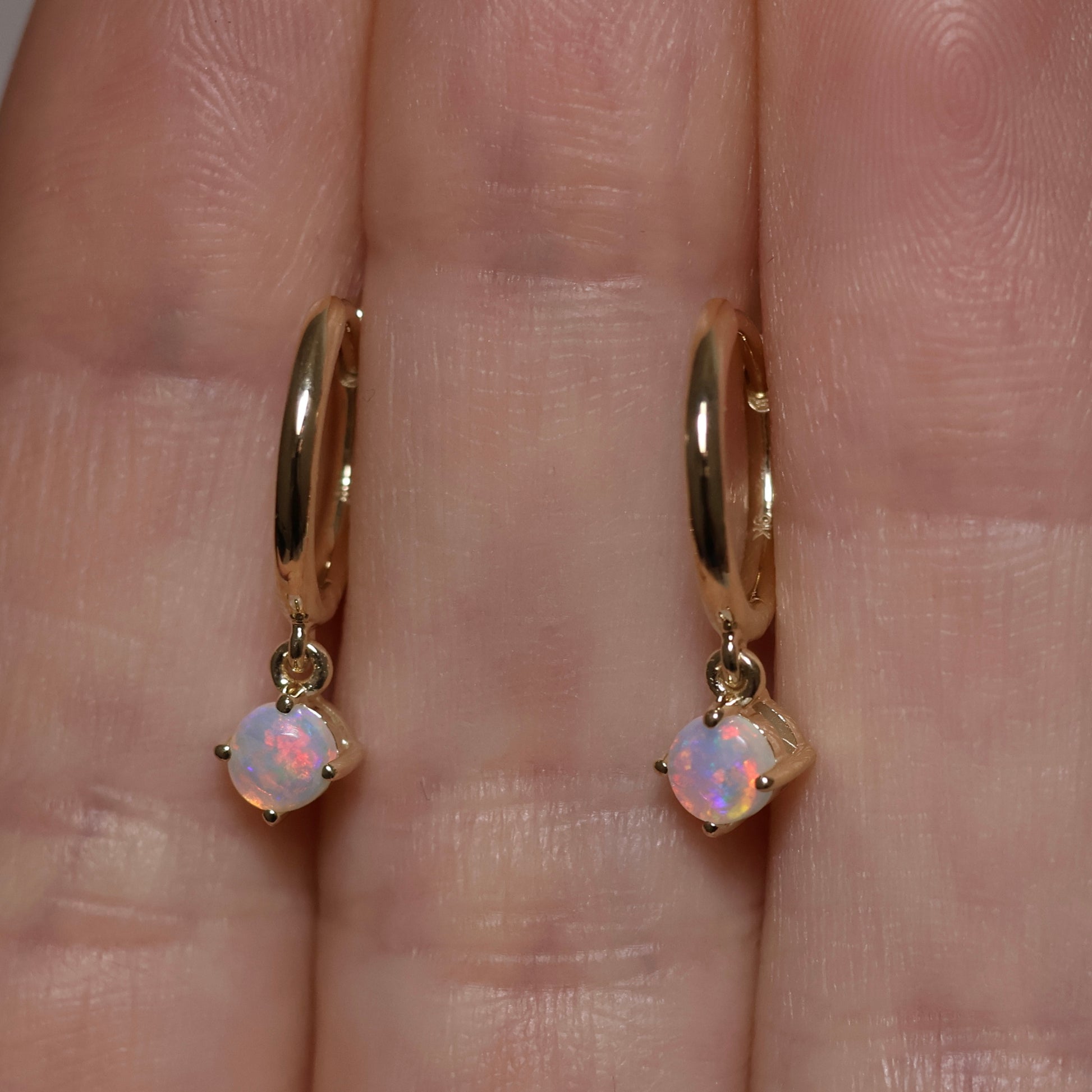 Opal Huggie Earrings - 9K Yellow Gold