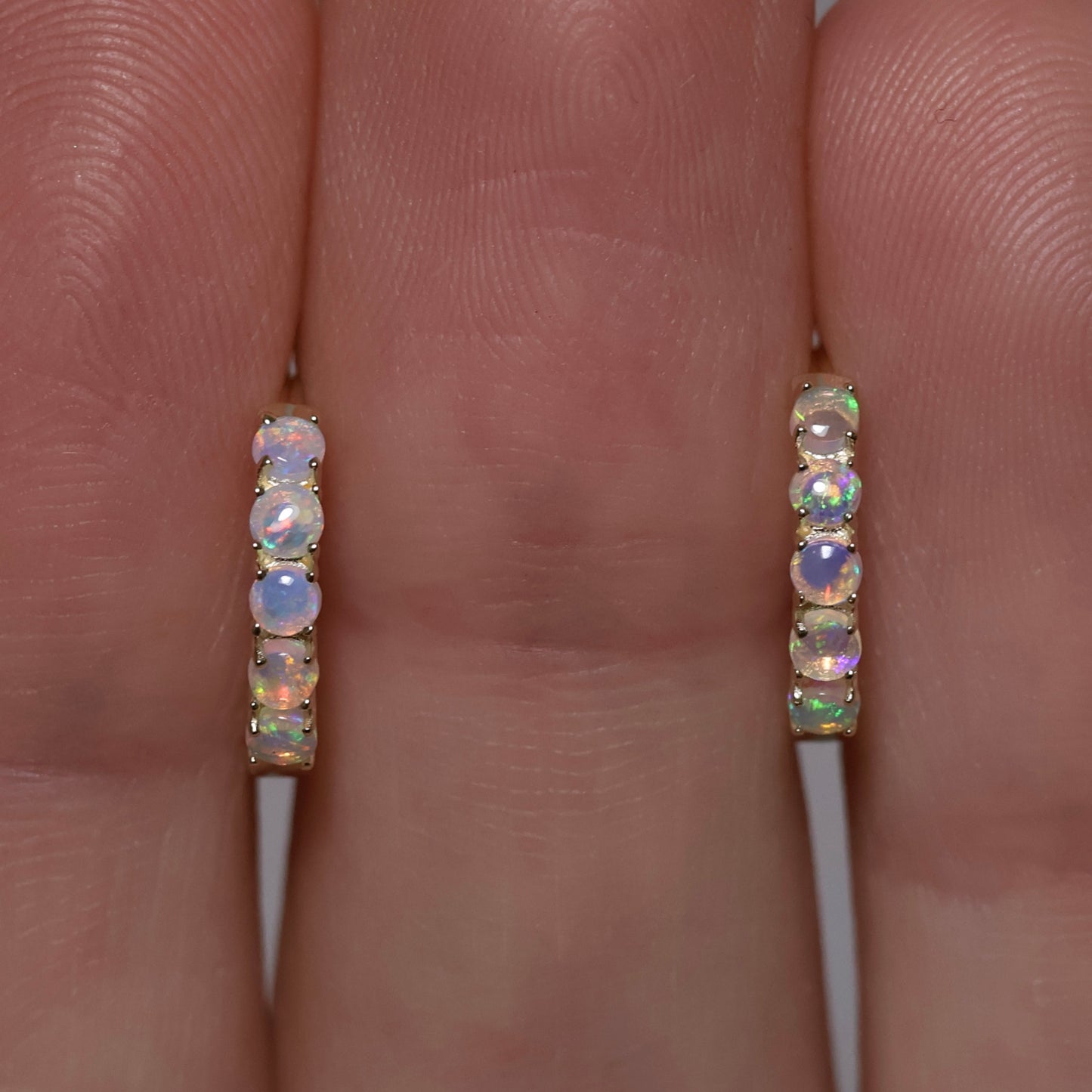 Multi Stone Huggie Earrings - 9K Yellow Gold