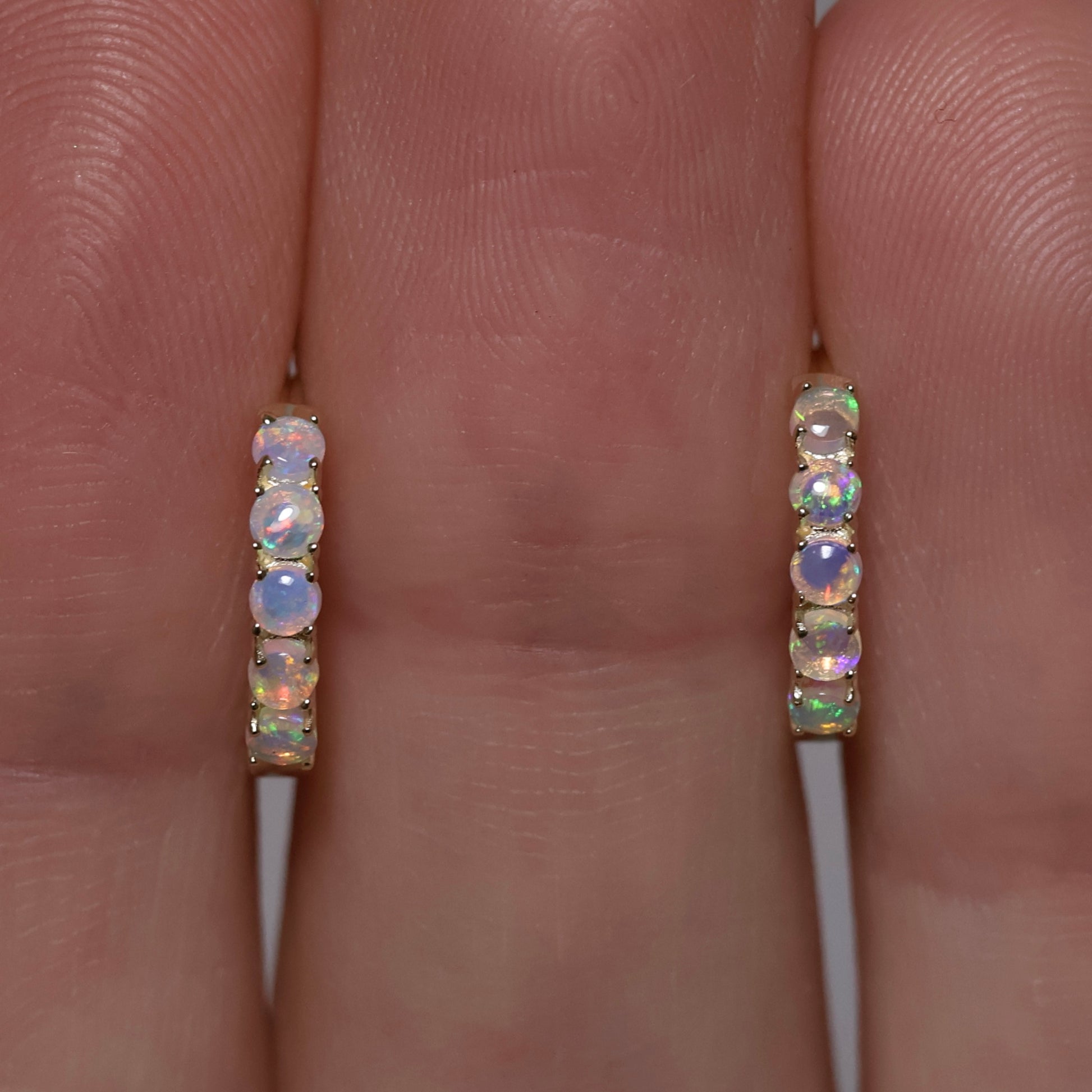 Multi Stone Huggie Earrings - 9K Yellow Gold