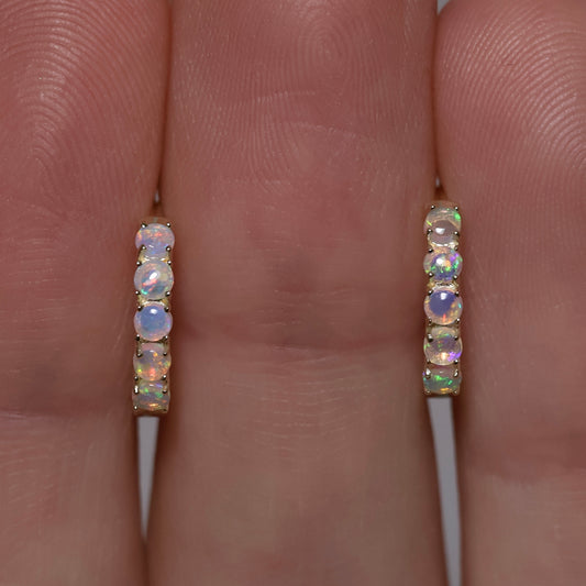 Multi Stone Huggie Earrings - 9K Yellow Gold