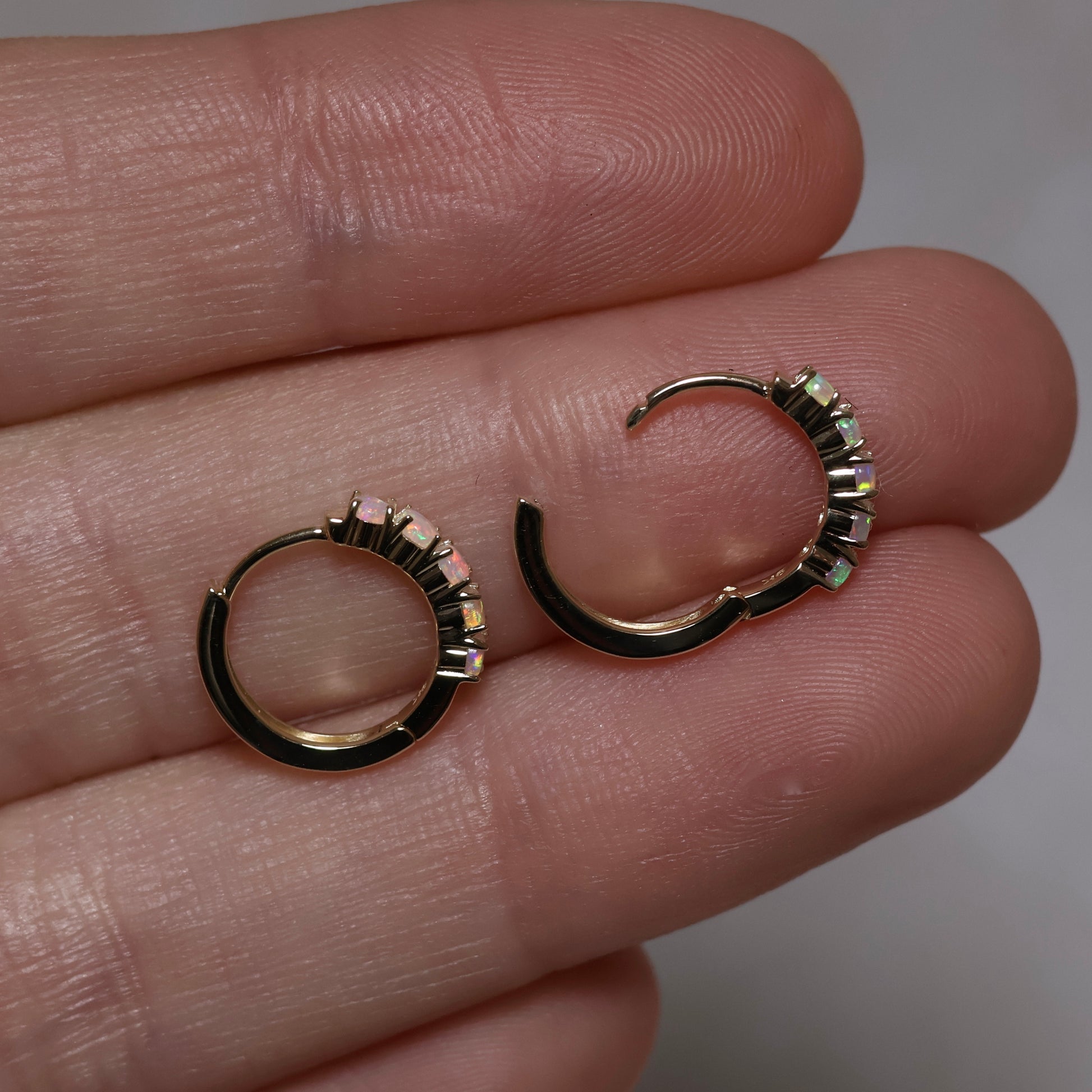 Multi Stone Huggie Earrings - 9K Yellow Gold