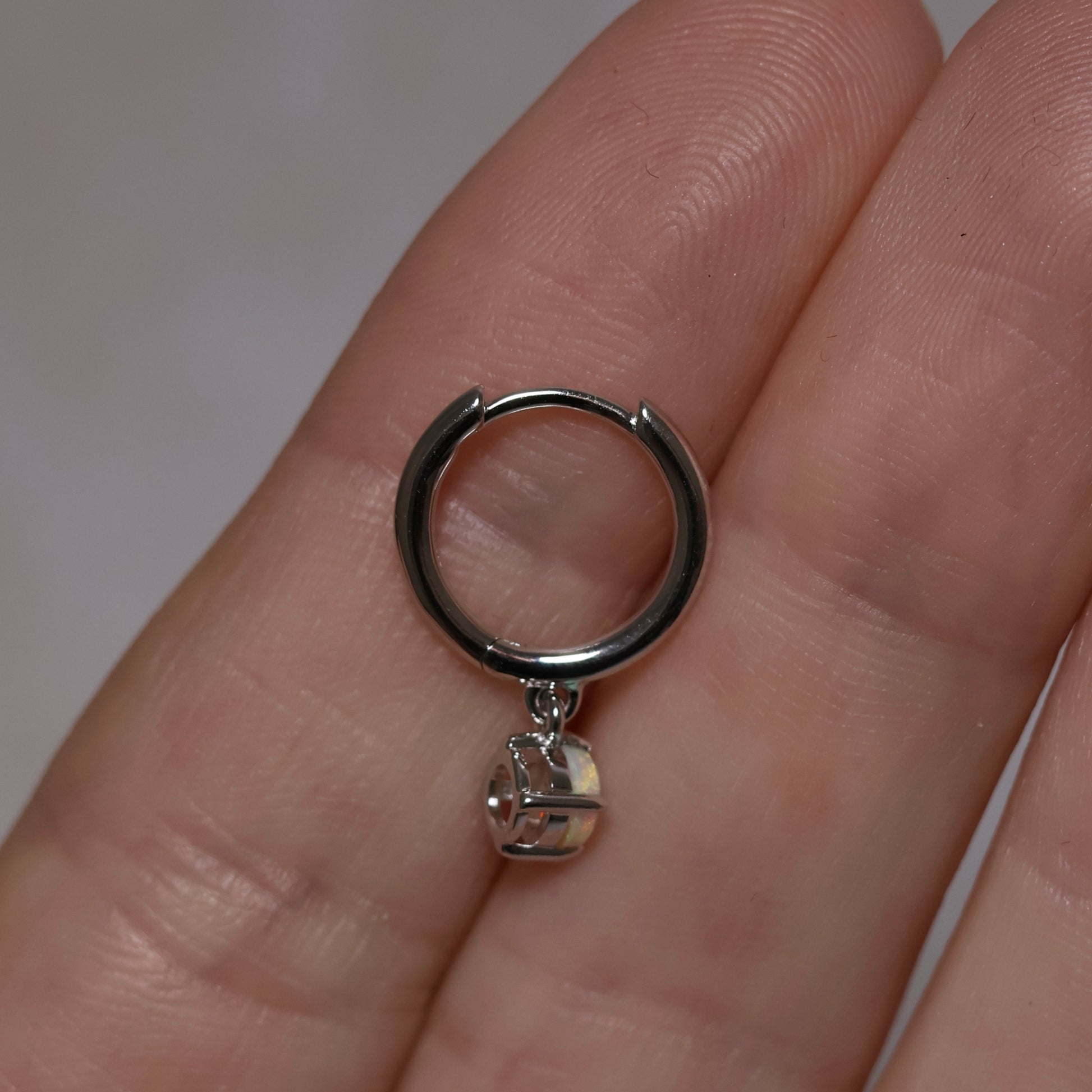 Opal Huggie Earrings - Sterling Silver