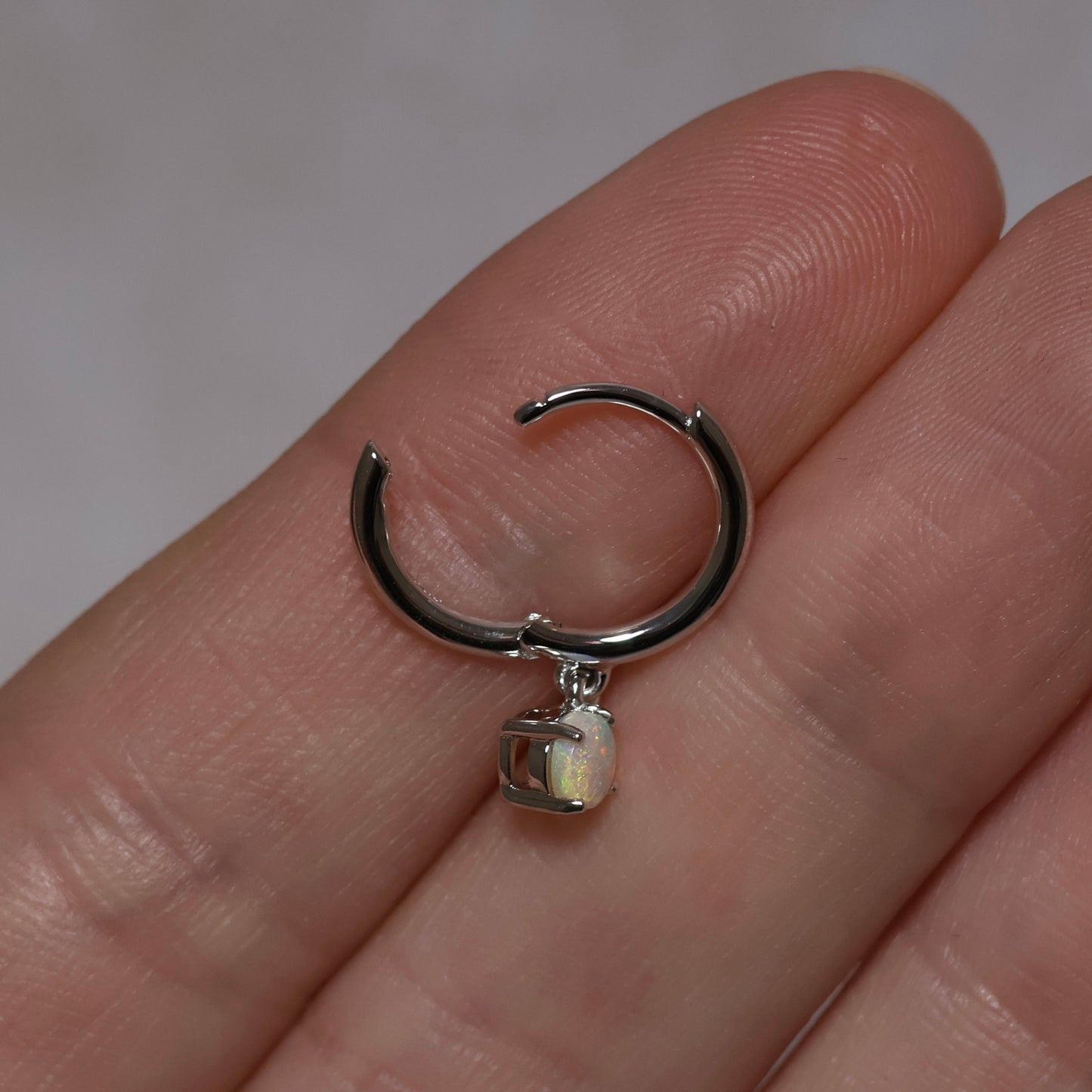 Opal Huggie Earrings - Sterling Silver