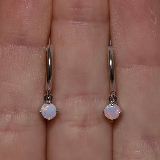 Opal Huggie Earrings - Sterling Silver