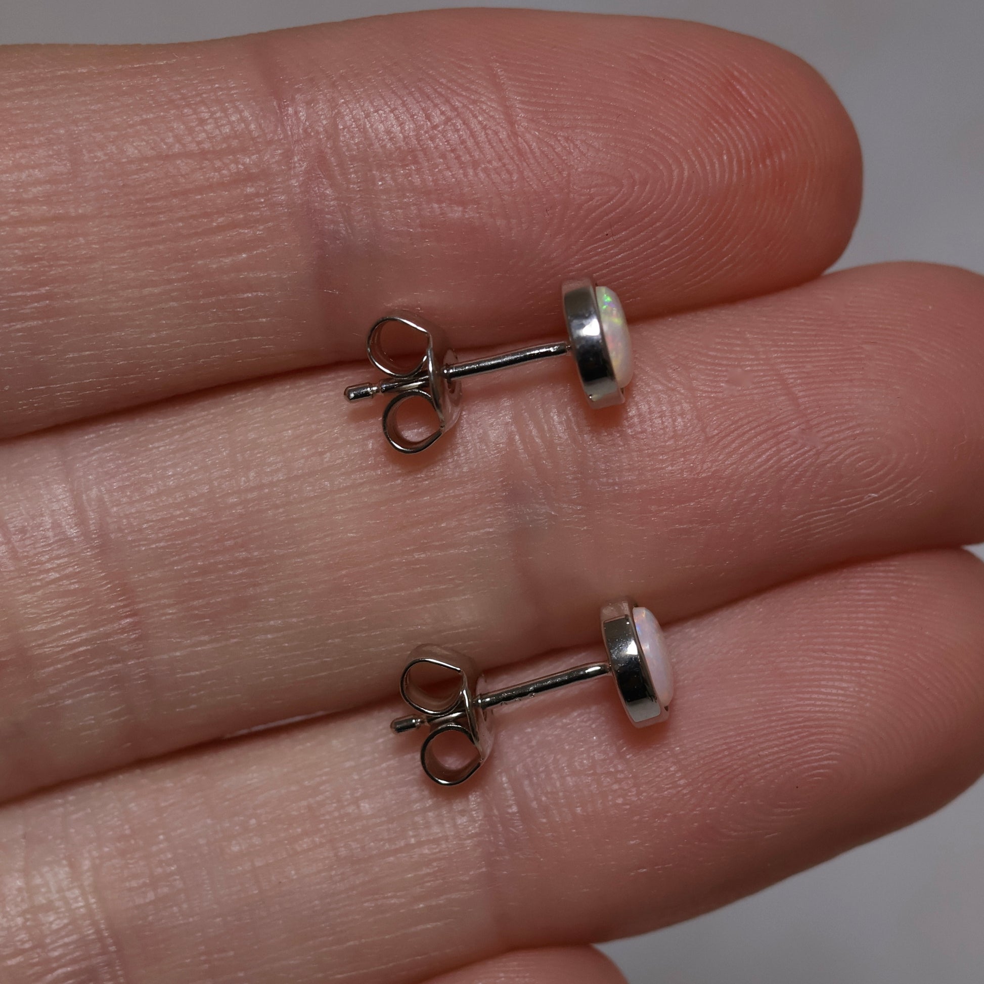 5mm Round Crystal Opal Studs - Sterling Silver