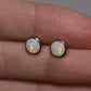 6mm Round Crystal Opal Studs - Sterling Silver