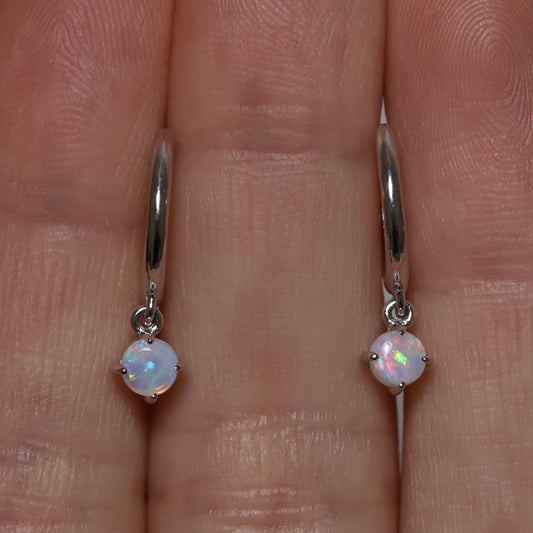 Opal Huggie Earrings - Sterling Silver