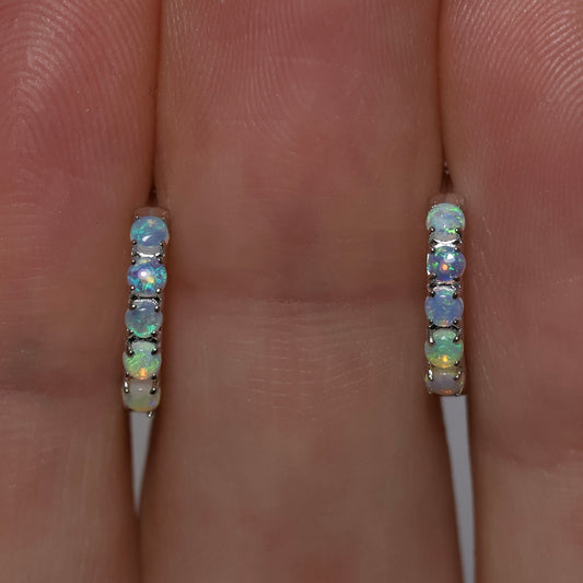 Multi Stone Huggie Earrings - Sterling Silver