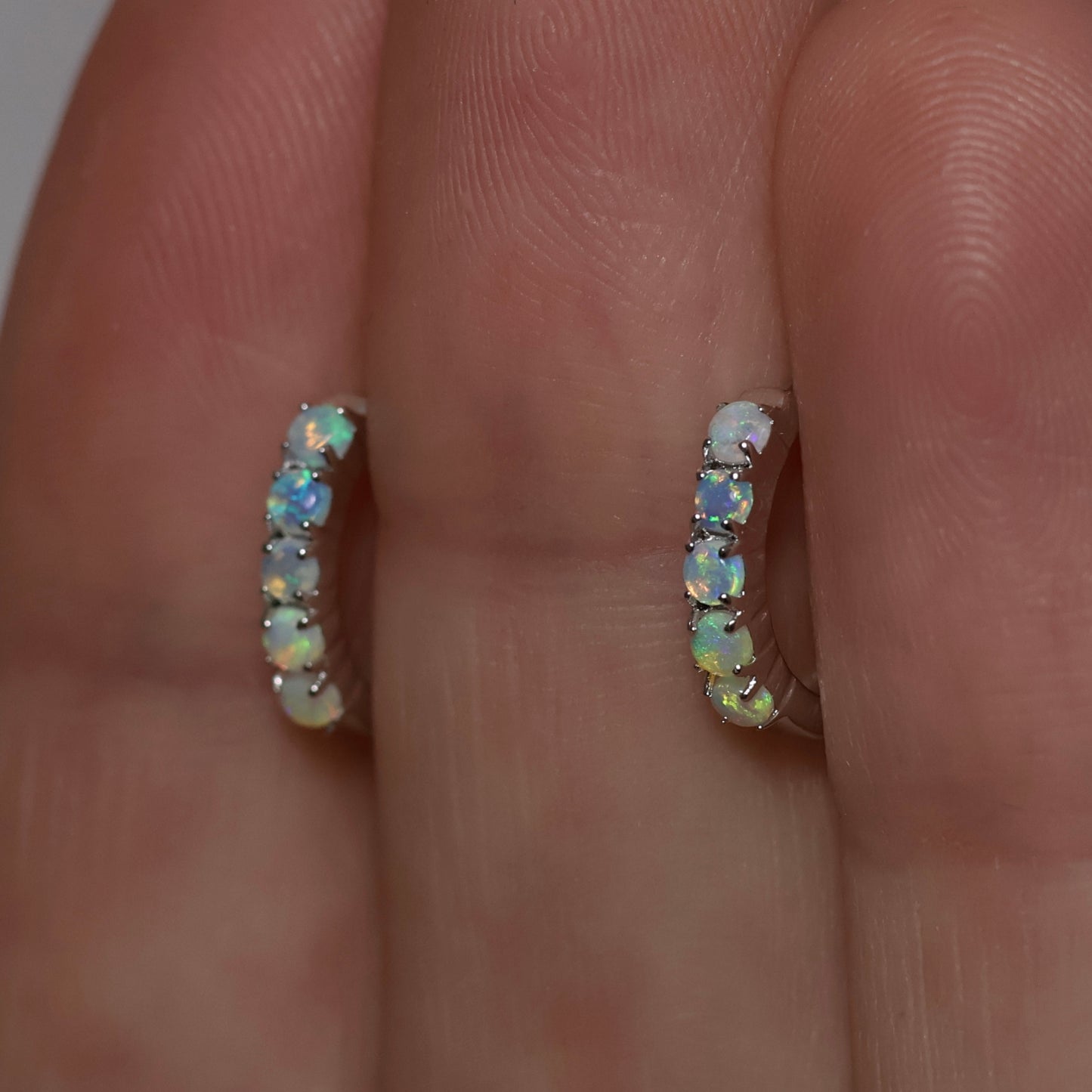 Multi Stone Huggie Earrings - Sterling Silver