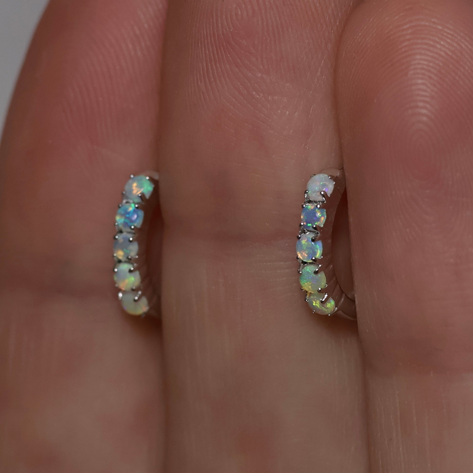 Multi Stone Huggie Earrings - Sterling Silver