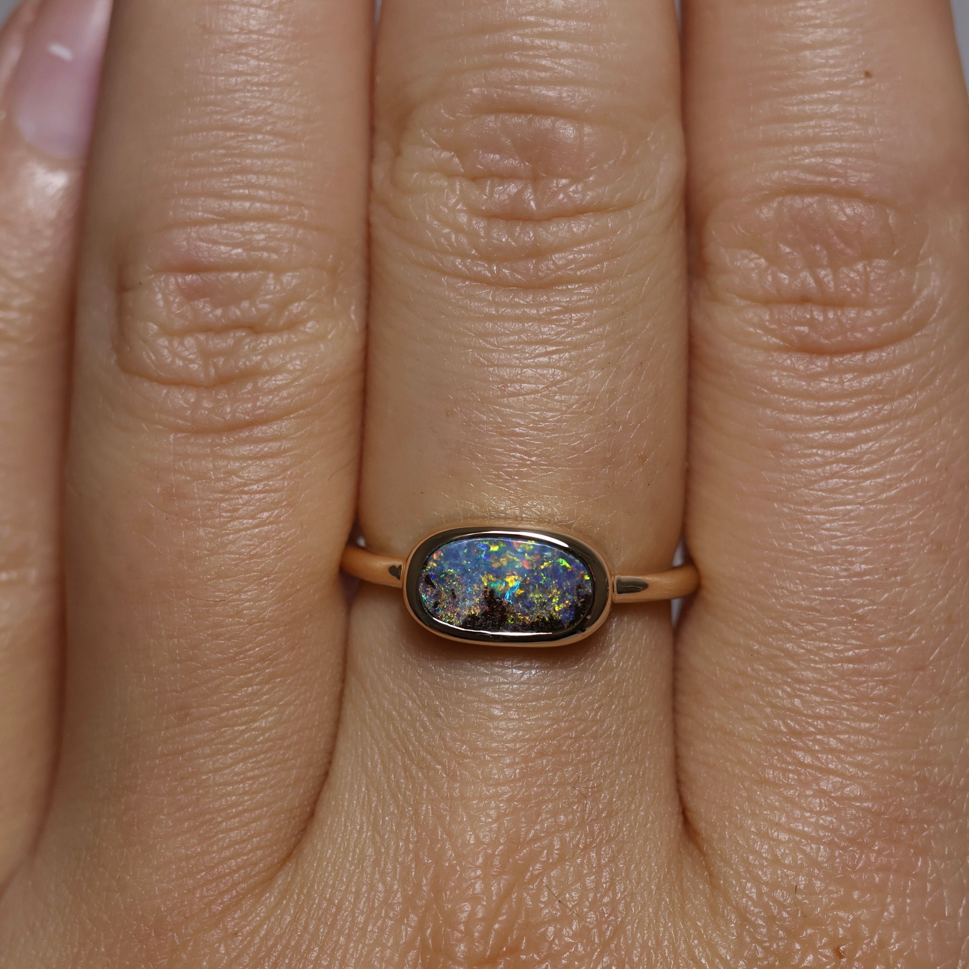 Boulder Opal Ring - 9K Yellow Gold