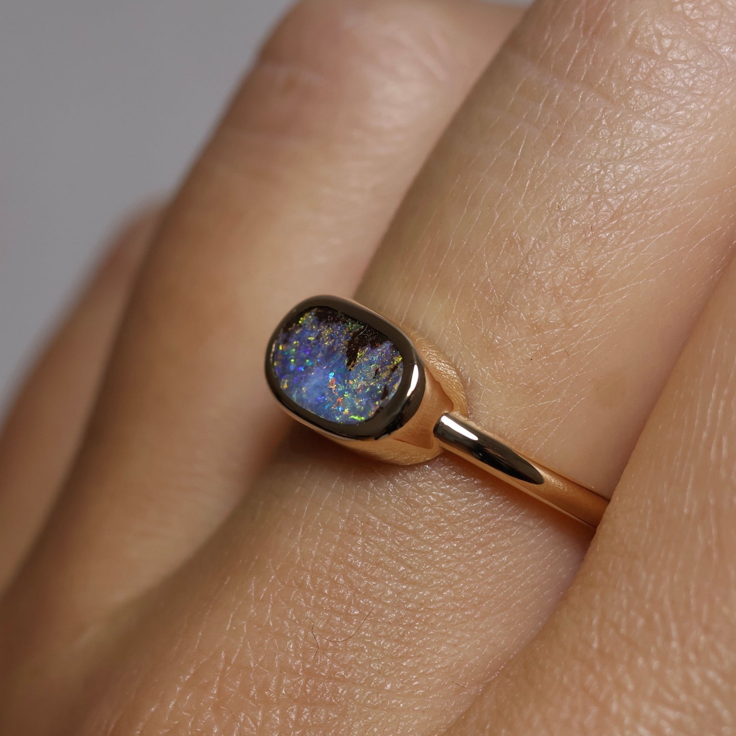 Boulder Opal Ring - 9K Yellow Gold