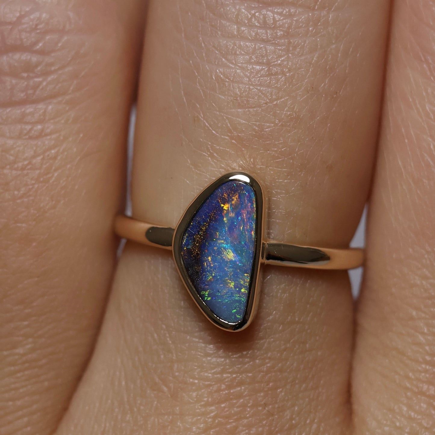 Boulder Opal Ring - 9K Yellow Gold