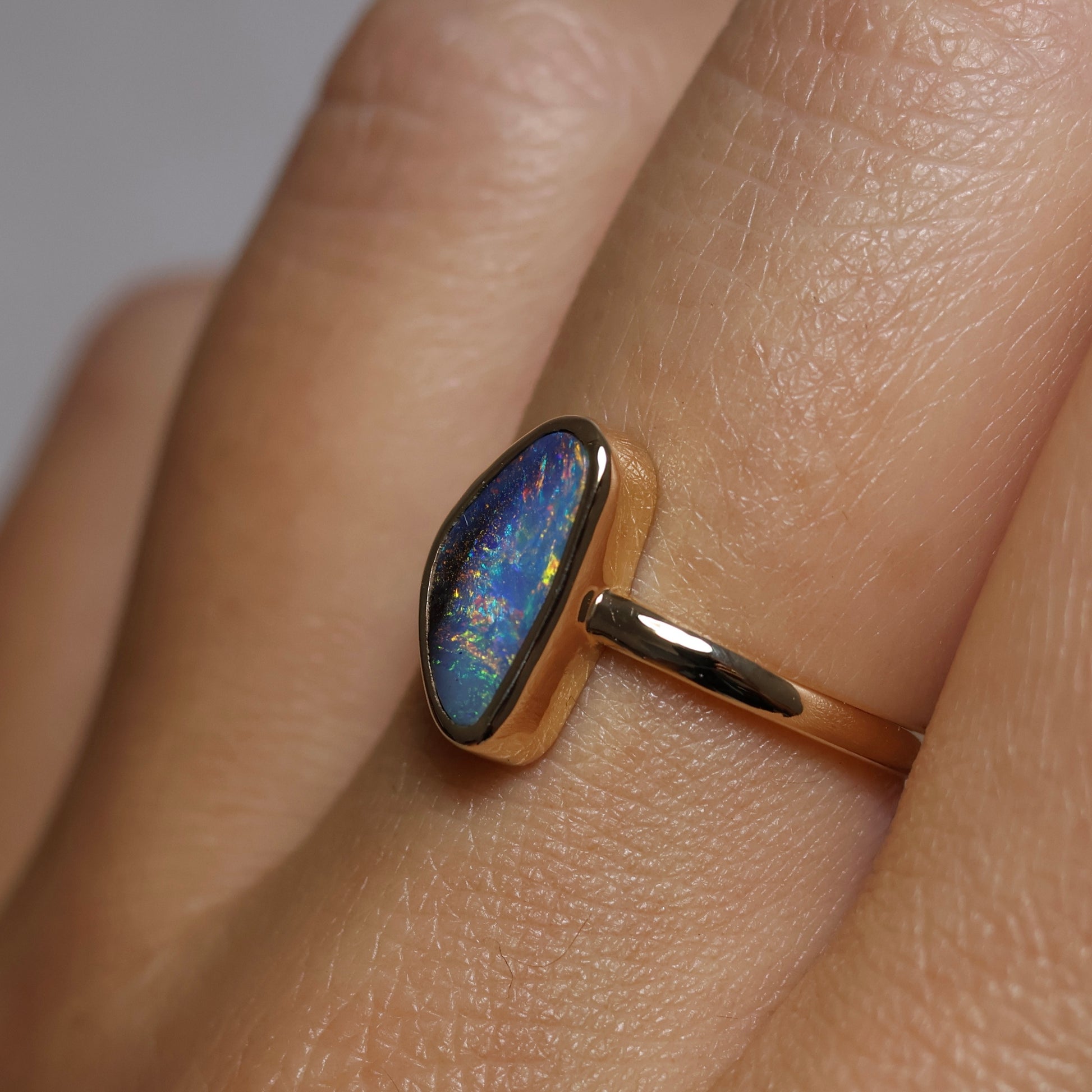 Boulder Opal Ring - 9K Yellow Gold