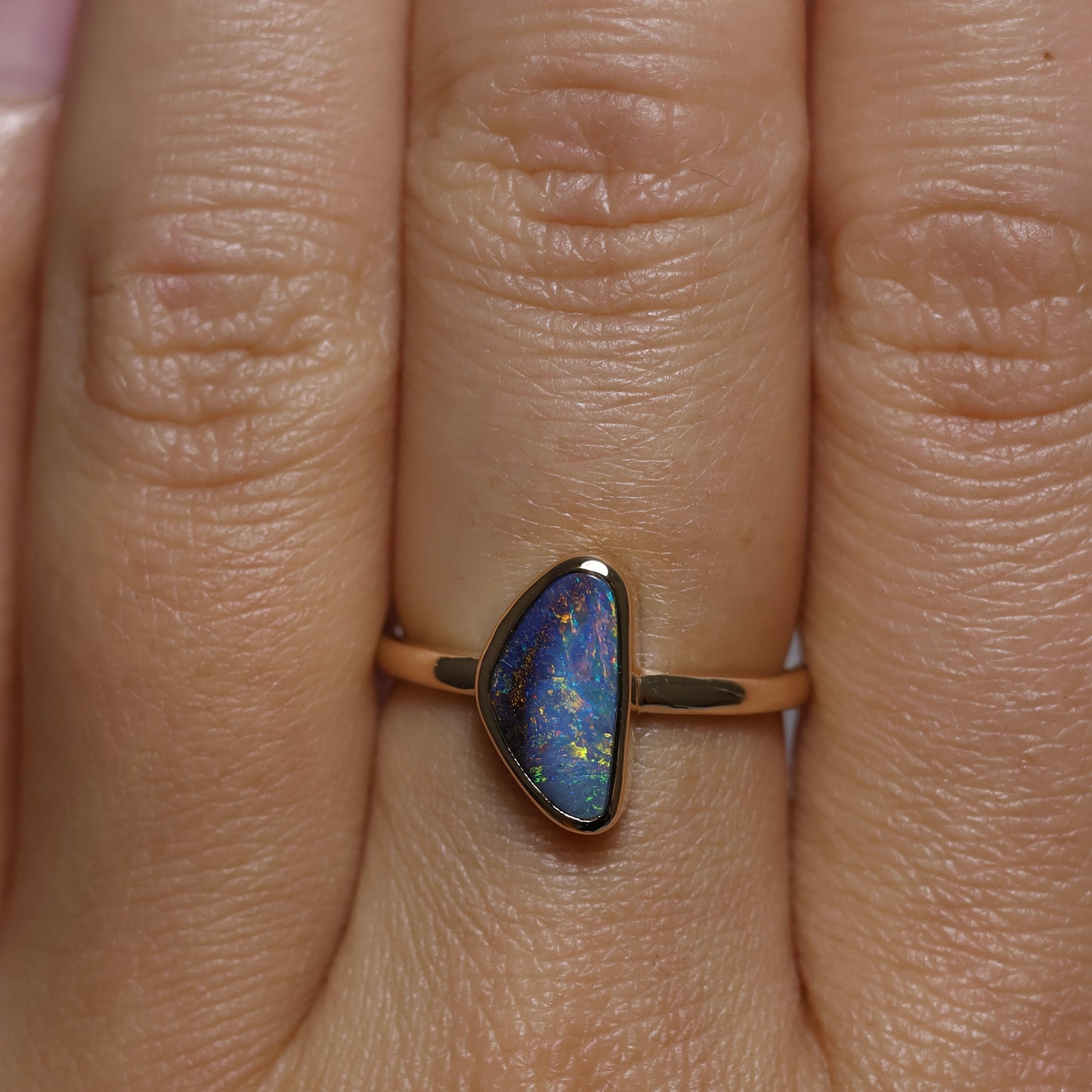Boulder Opal Ring - 9K Yellow Gold