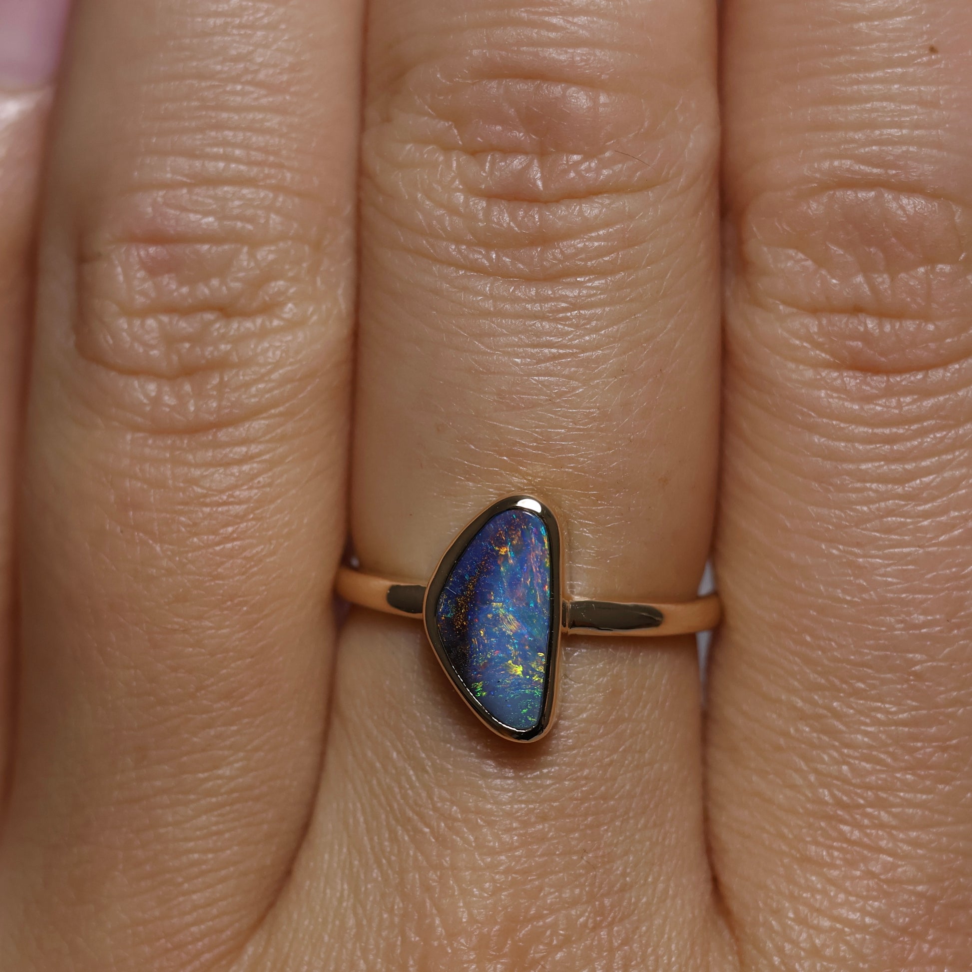 Boulder Opal Ring - 9K Yellow Gold