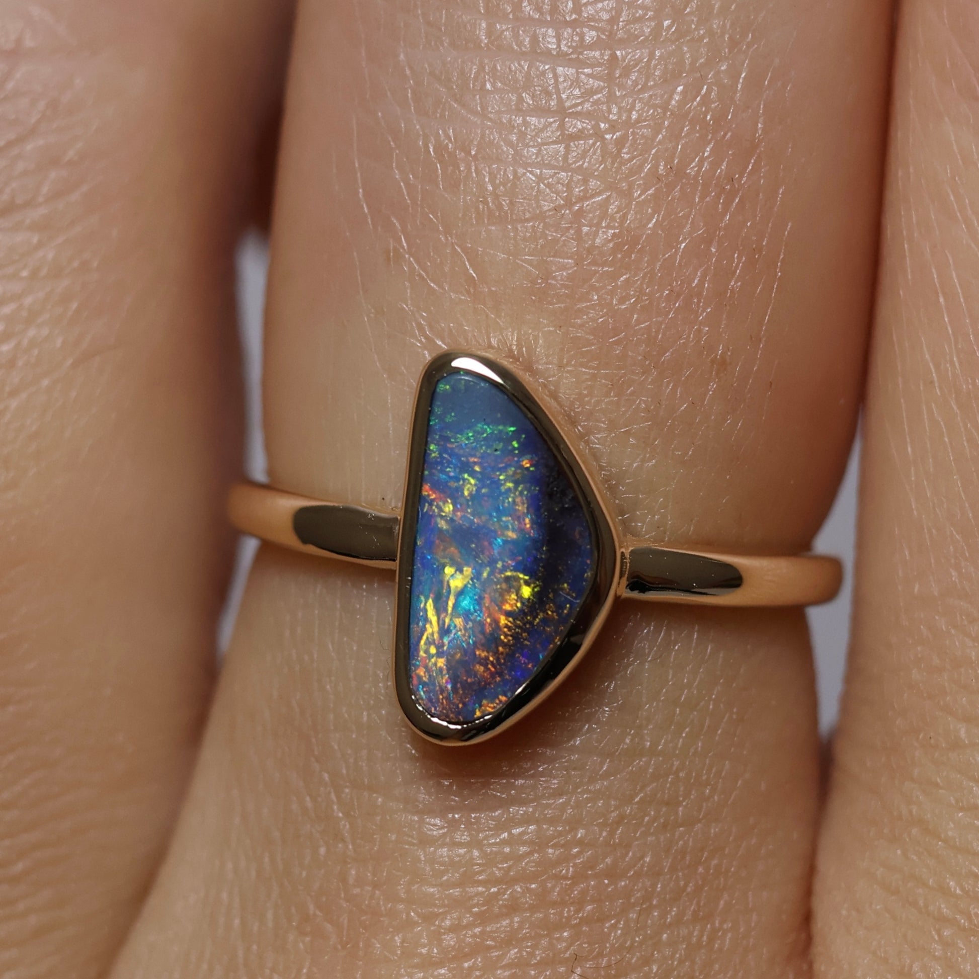 Boulder Opal Ring - 9K Yellow Gold
