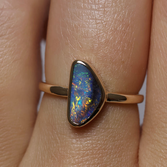 Boulder Opal Ring - 9K Yellow Gold
