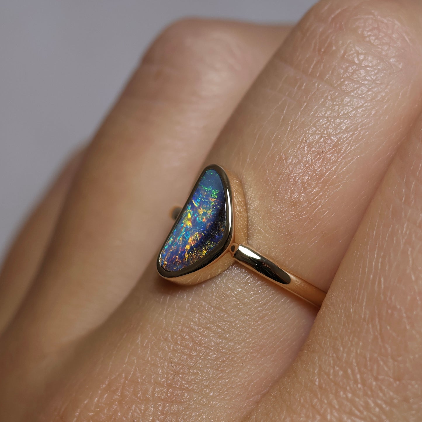Boulder Opal Ring - 9K Yellow Gold