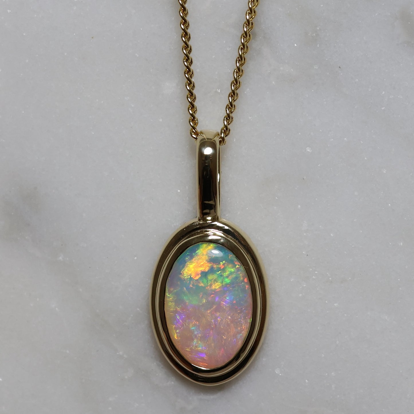 Crystal Opal Pendant - 14K Yellow Gold