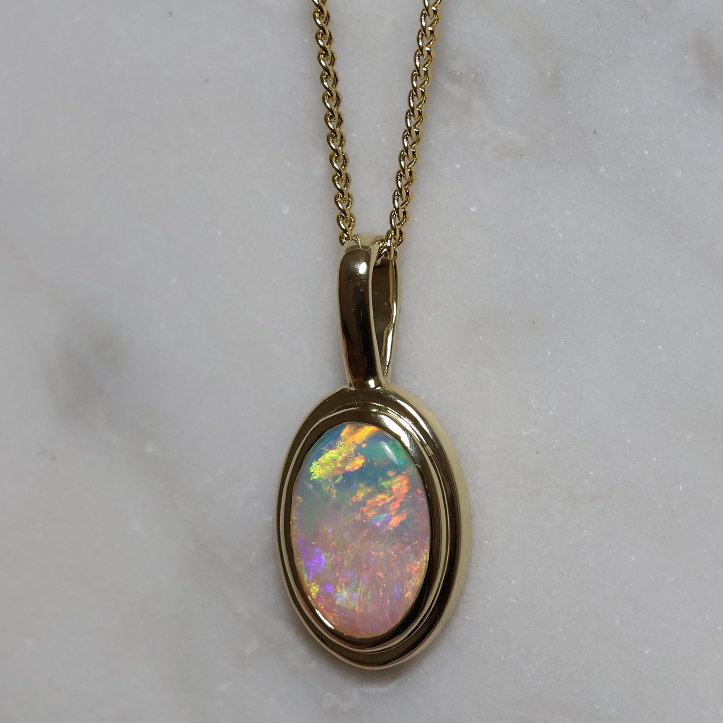 Crystal Opal Pendant - 14K Yellow Gold