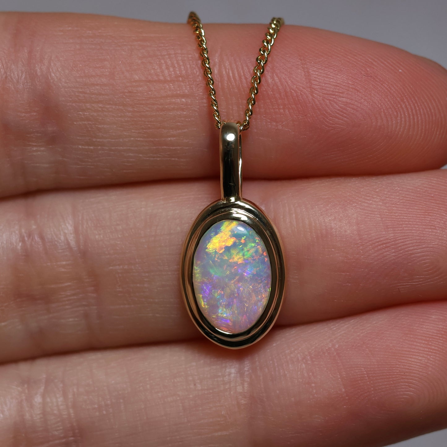 Crystal Opal Pendant - 14K Yellow Gold