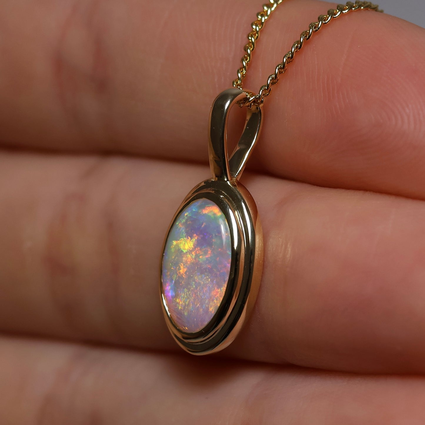 Crystal Opal Pendant - 14K Yellow Gold