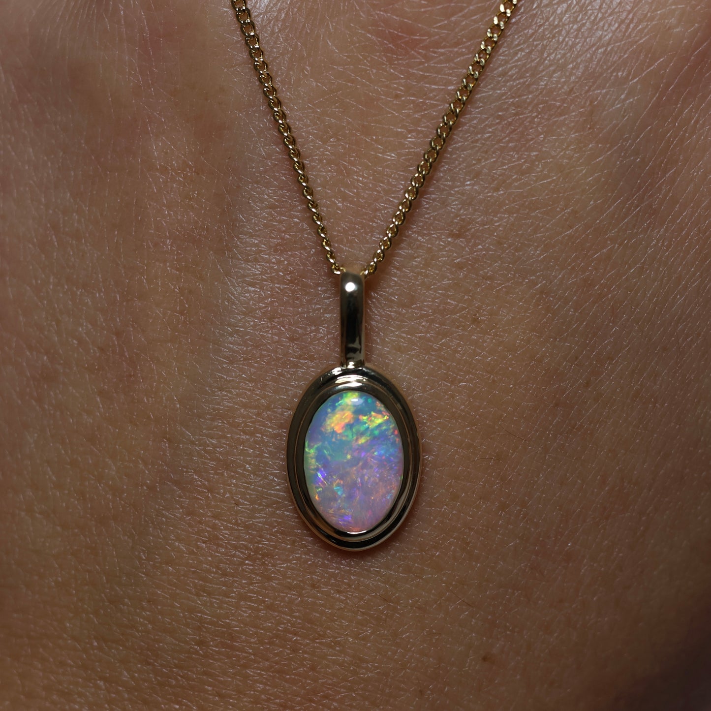 Crystal Opal Pendant - 14K Yellow Gold