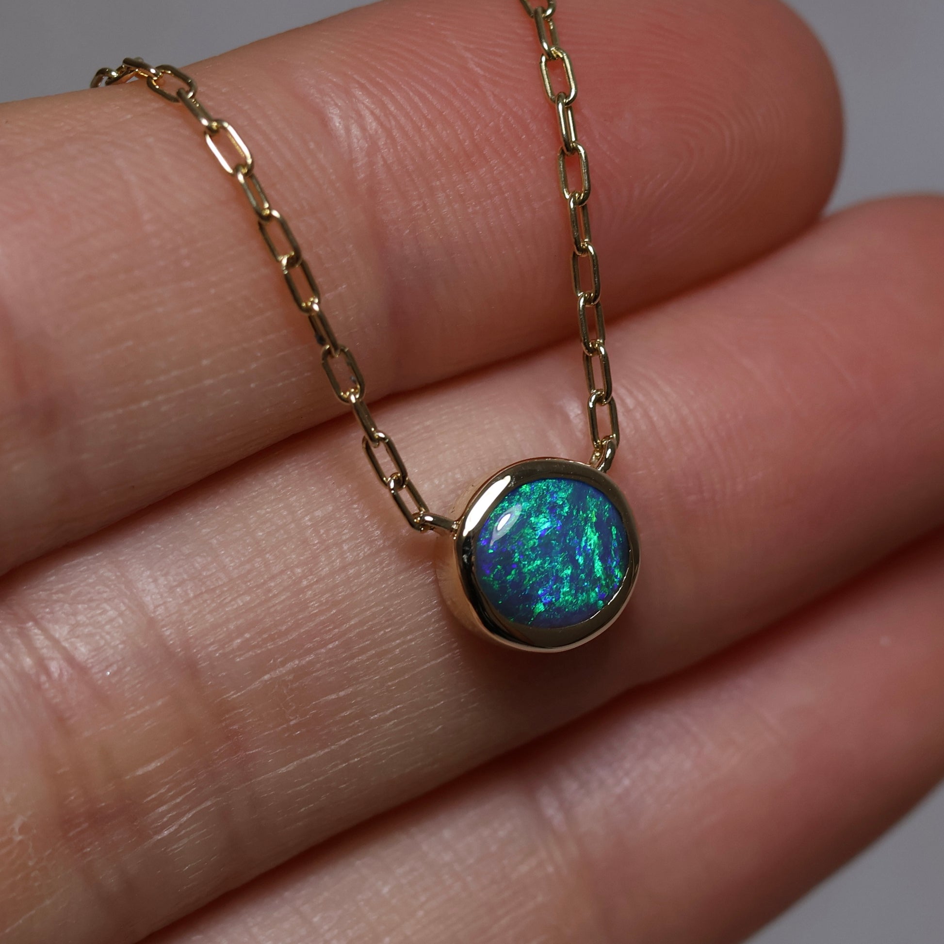Black Opal Pendant - 9K Yellow Gold