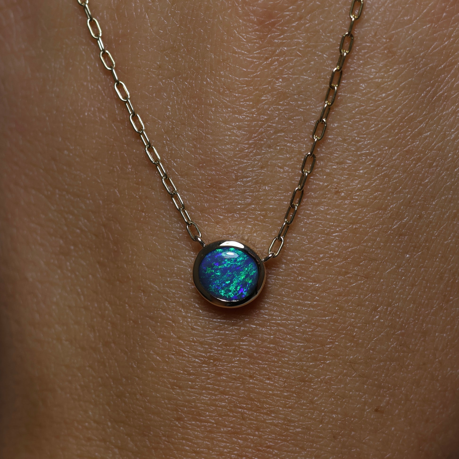 Black Opal Pendant - 9K Yellow Gold
