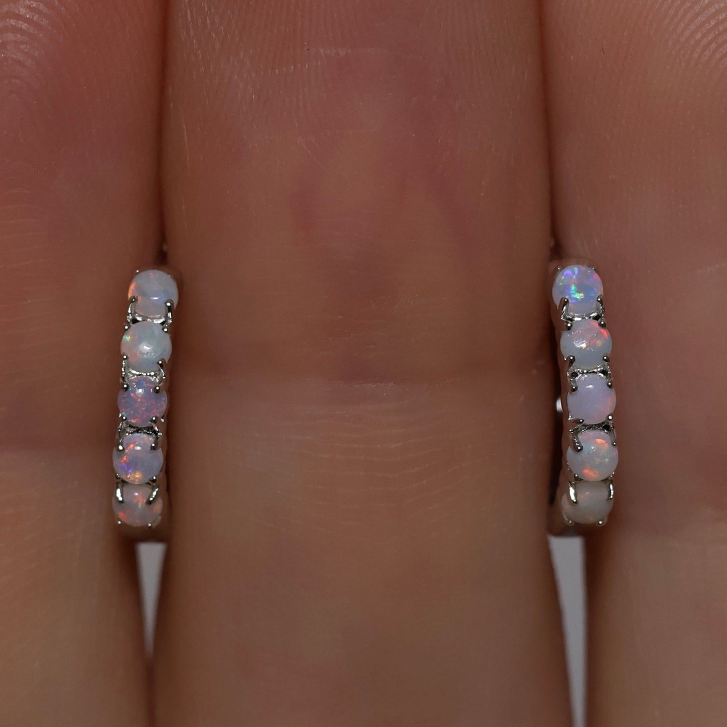 Multi Stone Huggie Earrings - Sterling Silver
