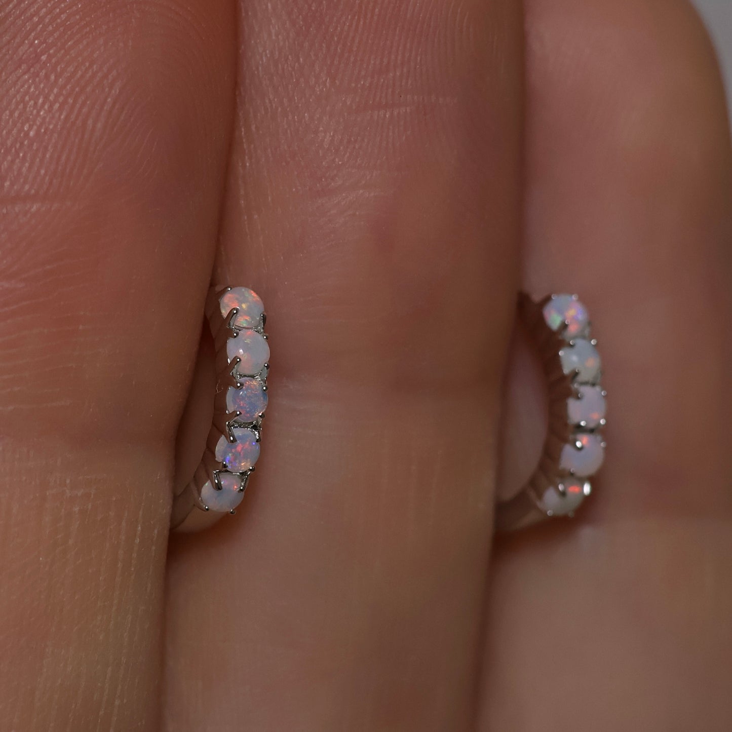 Multi Stone Huggie Earrings - Sterling Silver
