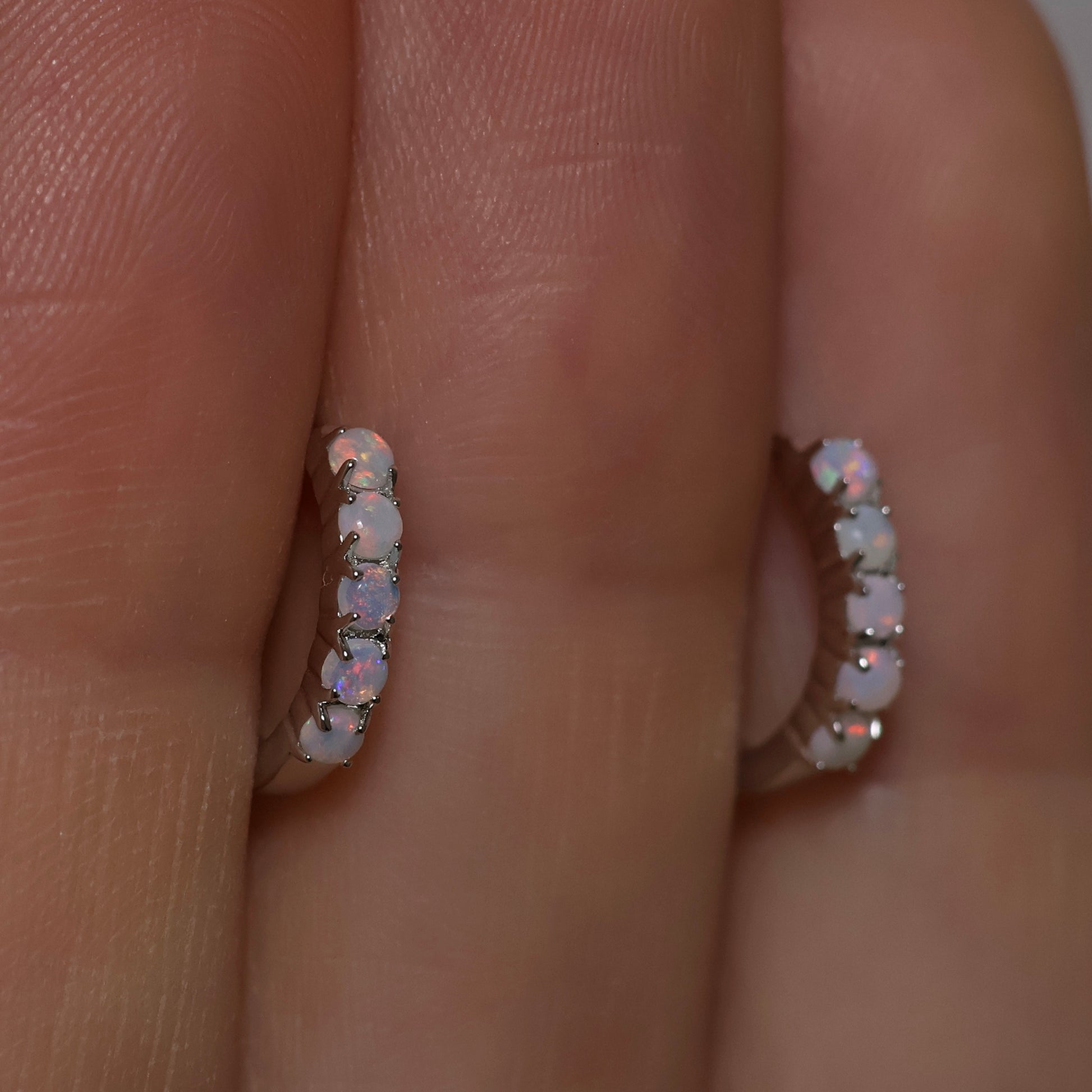 Multi Stone Huggie Earrings - Sterling Silver