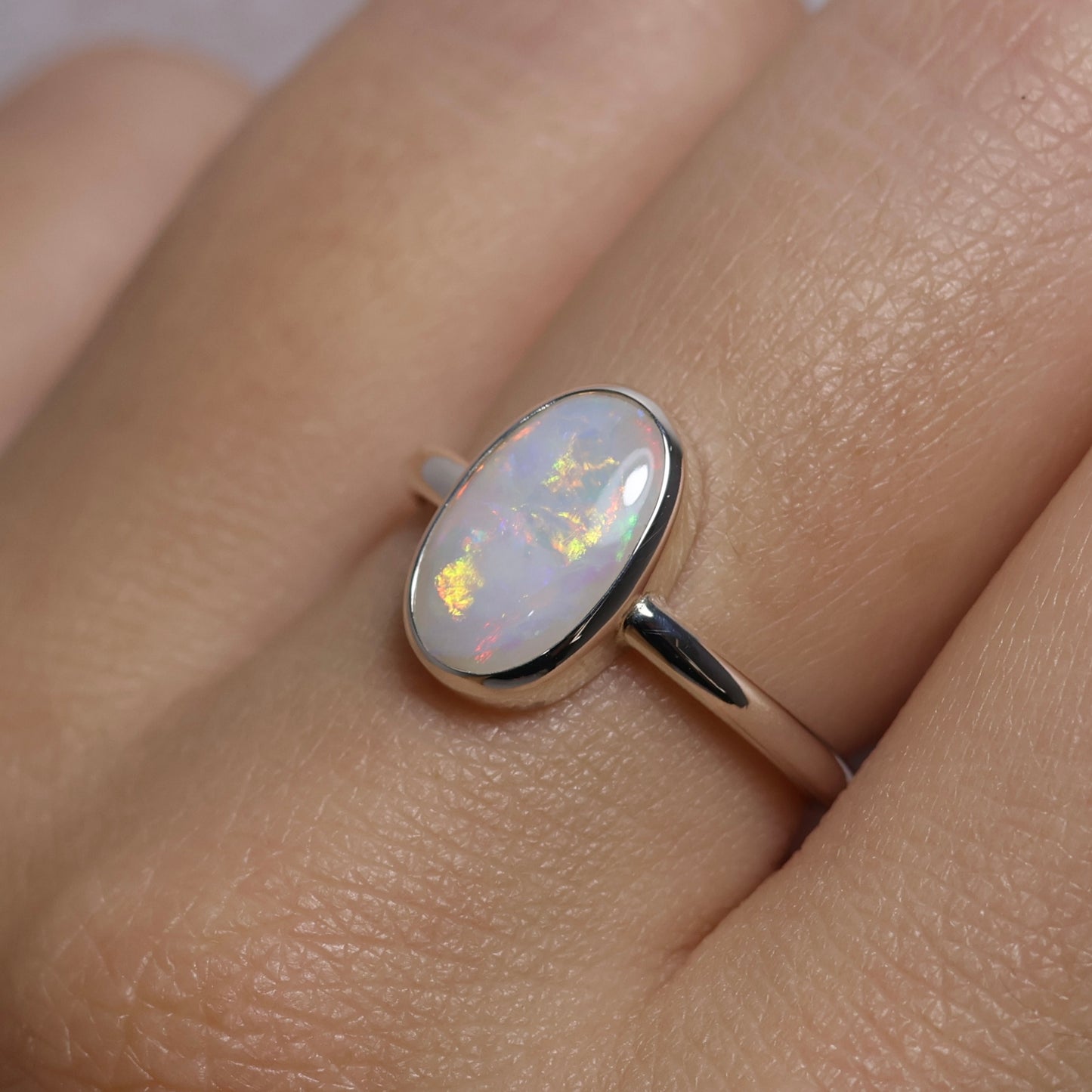 Crystal Opal Ring - Sterling Silver