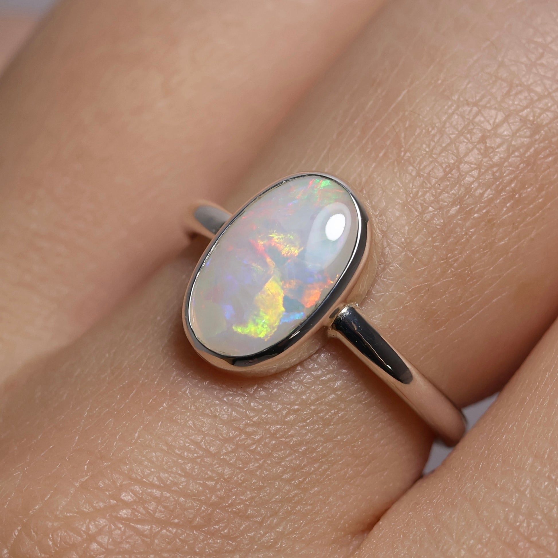 Crystal Opal Ring - Sterling Silver