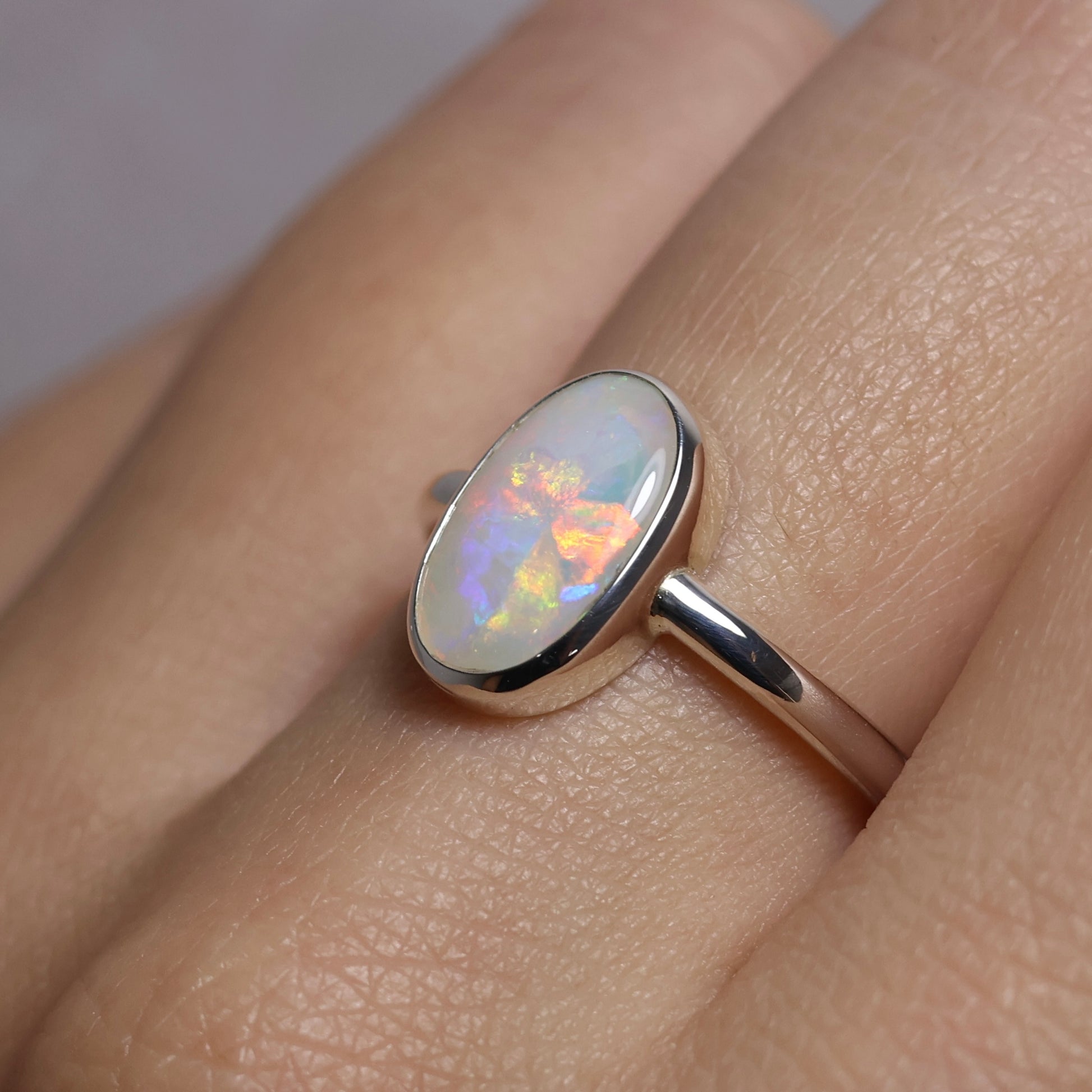 Crystal Opal Ring - Sterling Silver