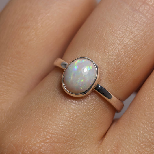 White Opal Ring - Sterling Silver