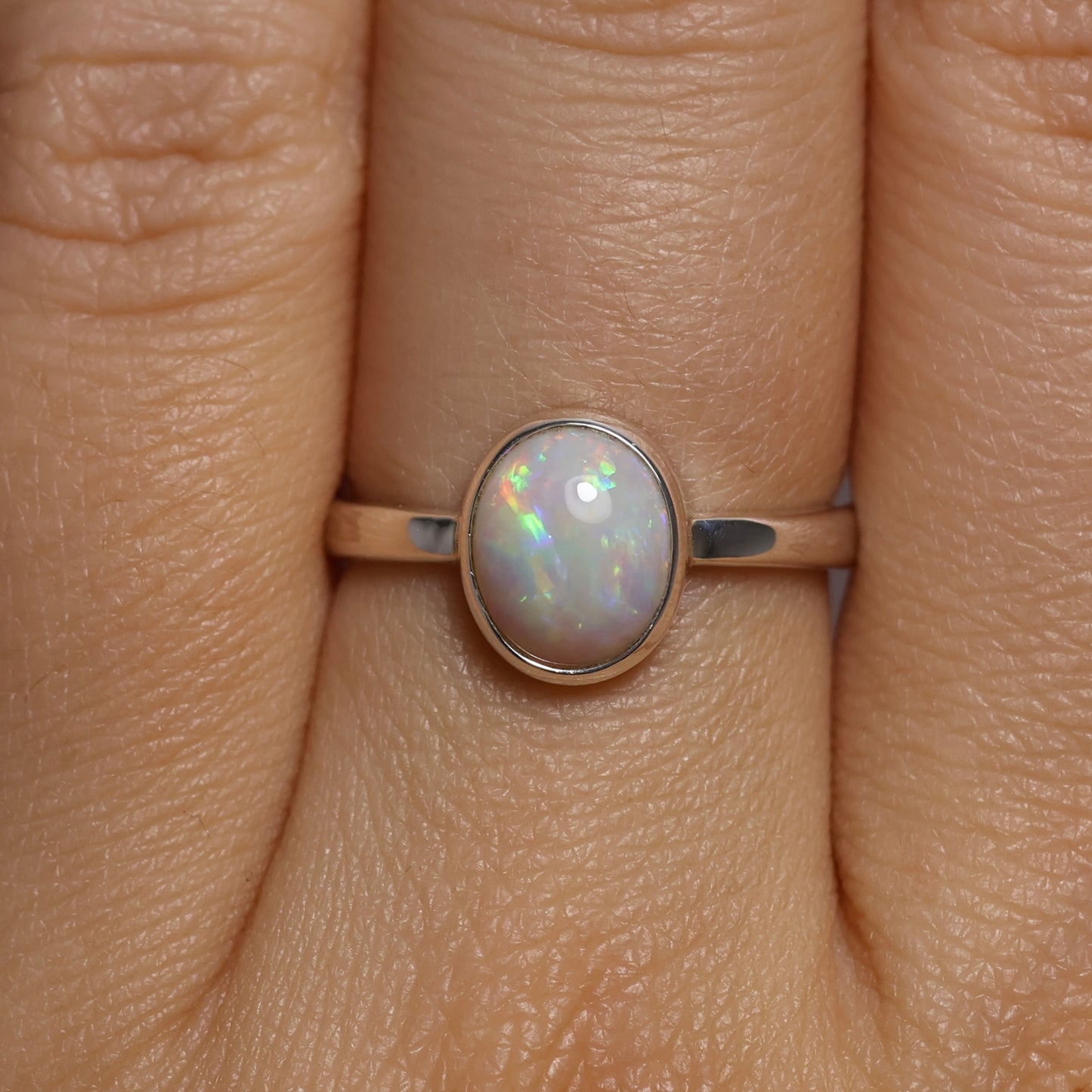 White Opal Ring - Sterling Silver