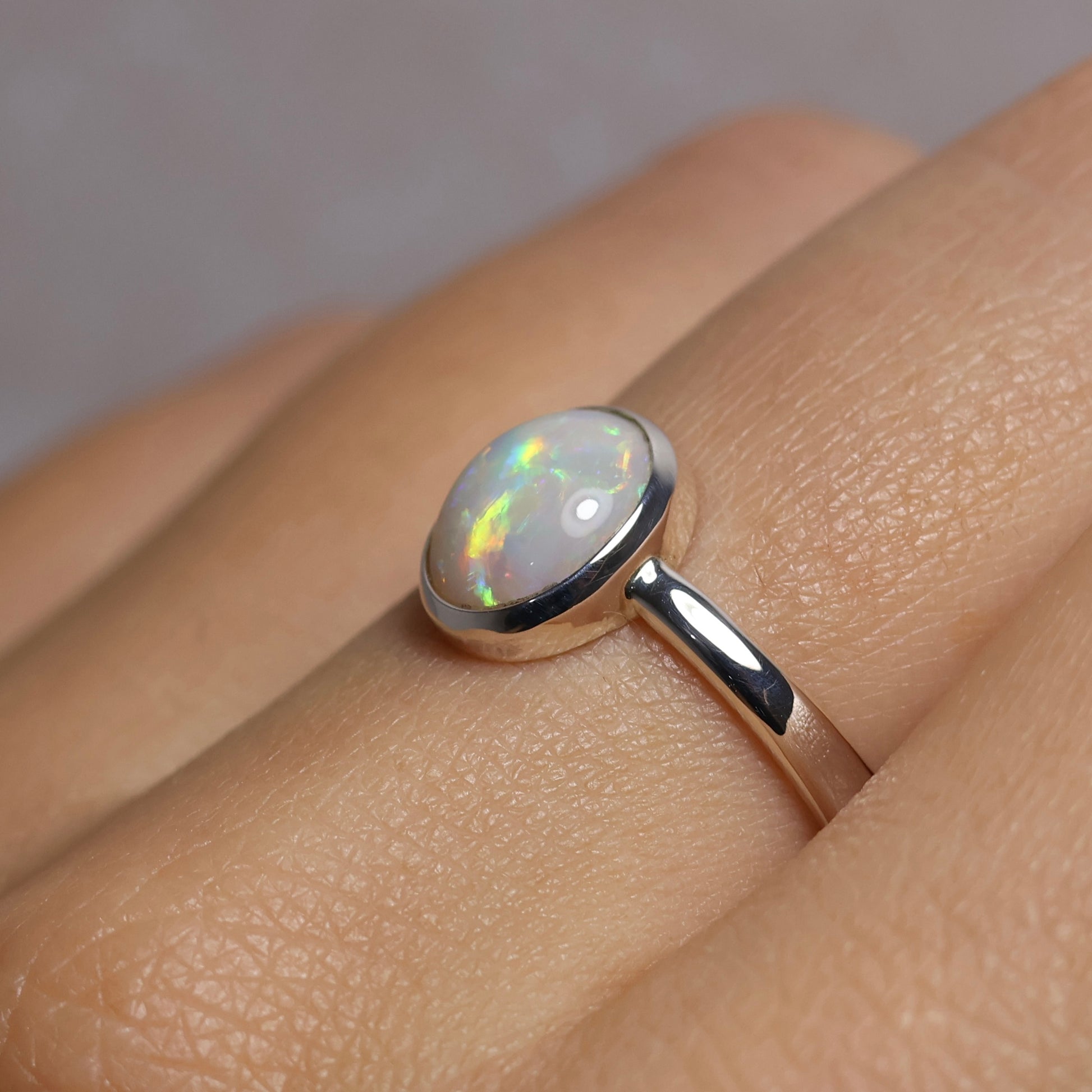 White Opal Ring - Sterling Silver