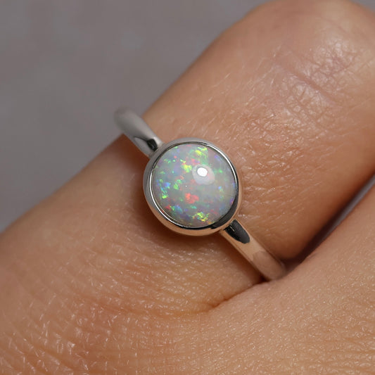 White Opal Ring - Sterling Silver